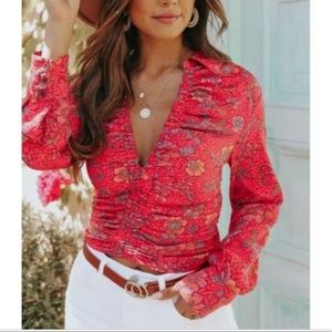 NWT Free People ruby combo blouse